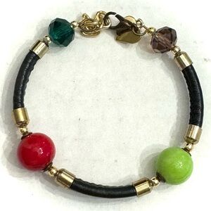 CC Zecchin Venezia Murano Glass Multi Color Black Cord Bracelet